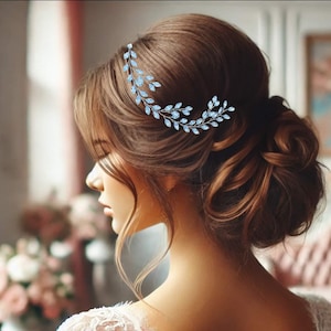 Blue Opal Crystal Hair Vine Set Bridal Headband and Matching Hair Pins Something Blue Wedding Hair Accessories Crystal Bridal Hair Piece