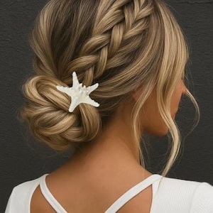 Natural Starfish Hair Clip Beach Hairpiece Real Starfish Barrette Mermaid Hair Accessories Ocean Sea Theme Shell Hair Clip