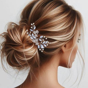 Blue Opal Bridal Hair Comb Bridal Hair Pins Something Blue Wedding Hair Accessory Bride Hair Piece Silver Wedding Hair Comb for Bridesmaid