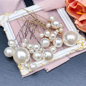 Set of 6 Elegant Hair Pins with Mixed Size Pearls Hairpins Wedding Hair Accessories Bridal Hair Piece Pearl Bridal Hair Accessory Bridesmaid