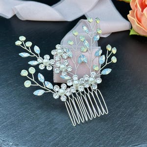 Blue Opal Hair Jewelry Wedding Hair Comb Bridal Crystal Flower Hair Piece Wedding Hair Accessory Wedding Something Blue Bridal Hair Pin