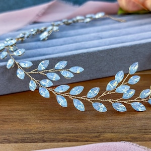 Gold Bridal Hair Vine with Blue Opal Bridal Hair Accessories Bridal Hair Pins Wedding Hair Accessories Something Blue Bridal Hair Piece