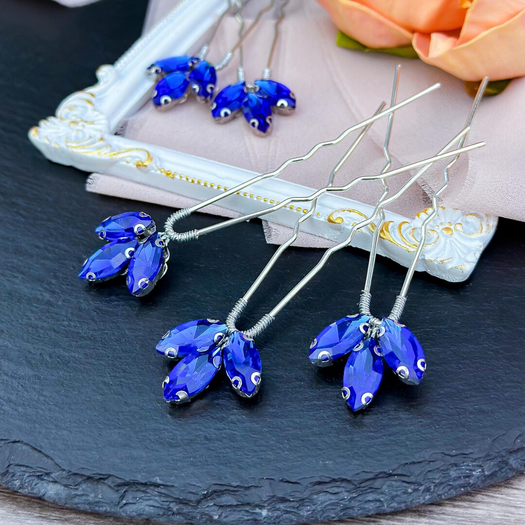 Something Blue Pin Blue Crystal Hair Pins Bridal Hair Piece Something Blue Wedding Hair ...