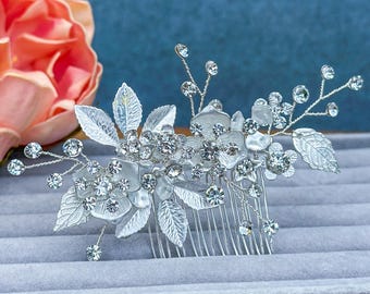 Flower Bridal Hair Comb Silver Wedding Hair Piece Bridal Hair Accessory Bridal Hair Piece Wedding Hair Jewelry for Bride & Bridesmaid Gift