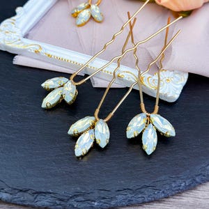 Blue Opal Hair Pin Something Blue Bridal Hair Piece Gold Wedding Hair Accessories Bridal Hair Pins for Bridesmaid Gift Idea for Bride Shower