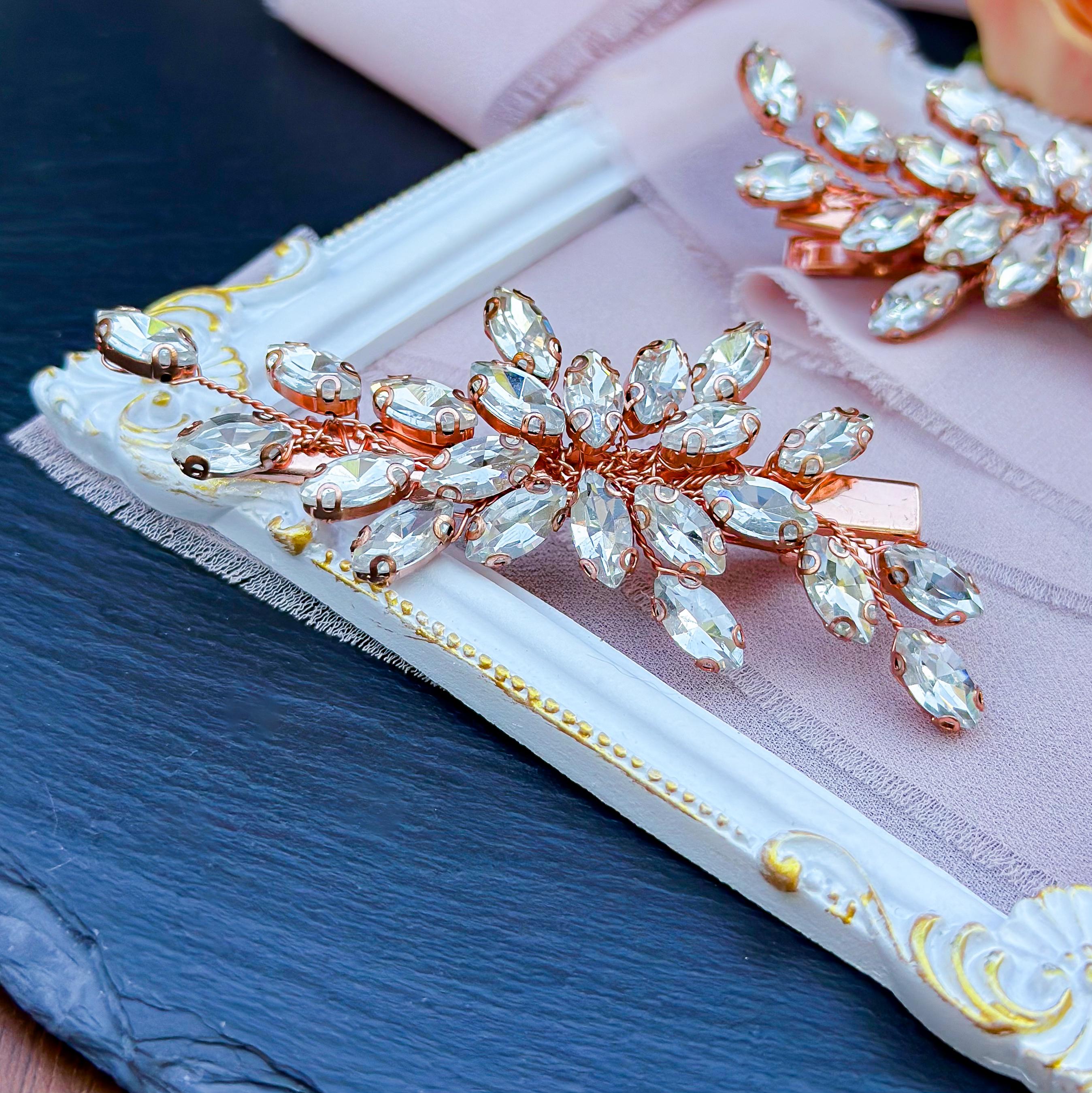 Wedding Hair Clip Gold Bridal Hair Clip Crystal Bridal Clip 
