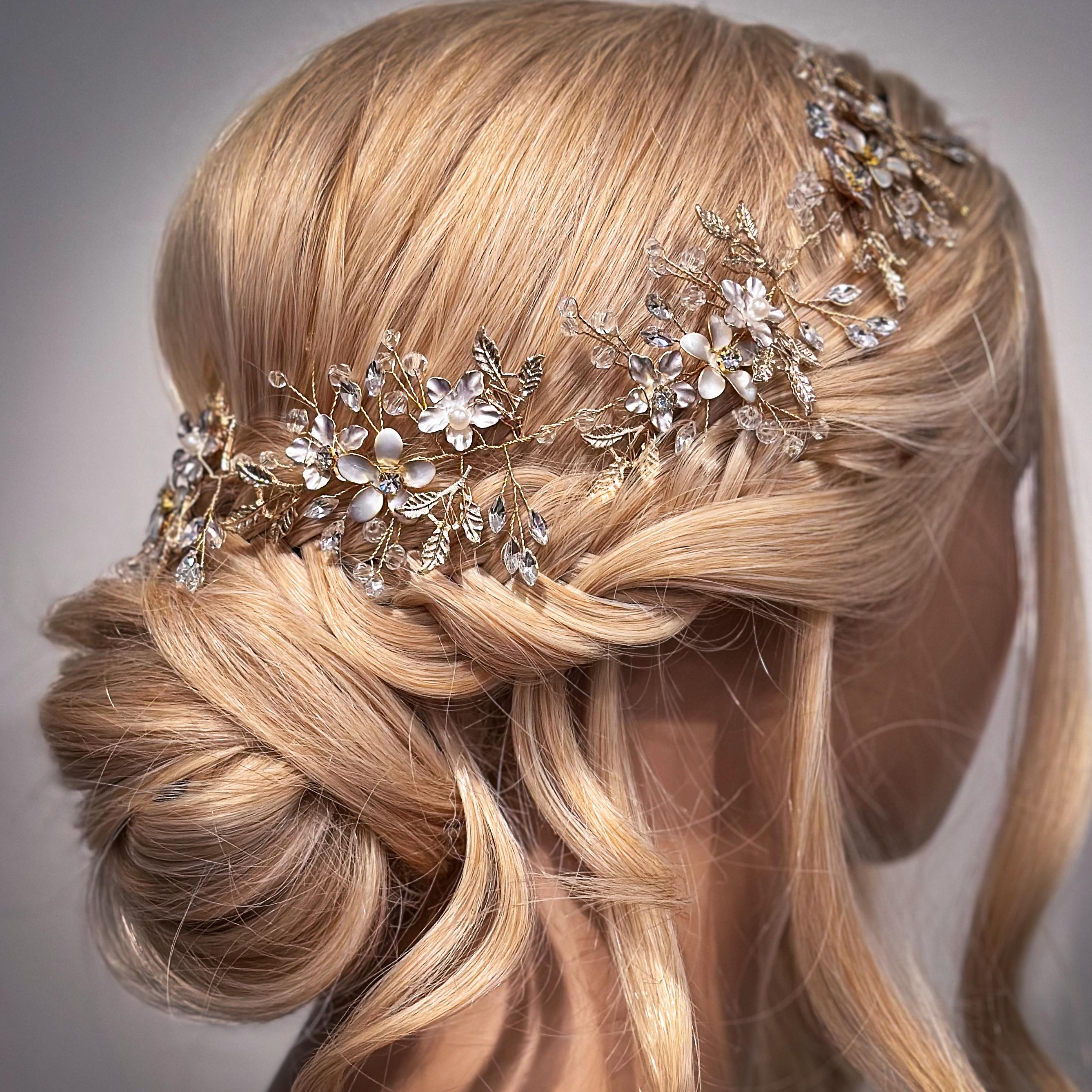 Wedding Floral Hair Vine Boho Bridal Hair Piece Gold Bridal 
