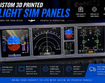Custom 3D Printed Flight Simulator Panel | MSFS | X-Plane | DCS | Custom Cockpit Display Frame | Flight Deck Parts