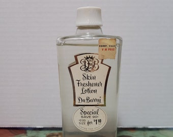 NOS Vintage 1960s DuBarry Skin Freshener Lotion in Glass Bottle Display Set Prop Retro Bathroom or Vanity Decor