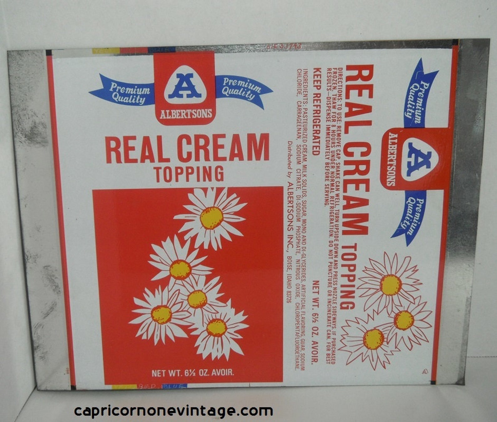 Vintage Whipped Cream Can Flat Unused 1970s Albertson's Etsy