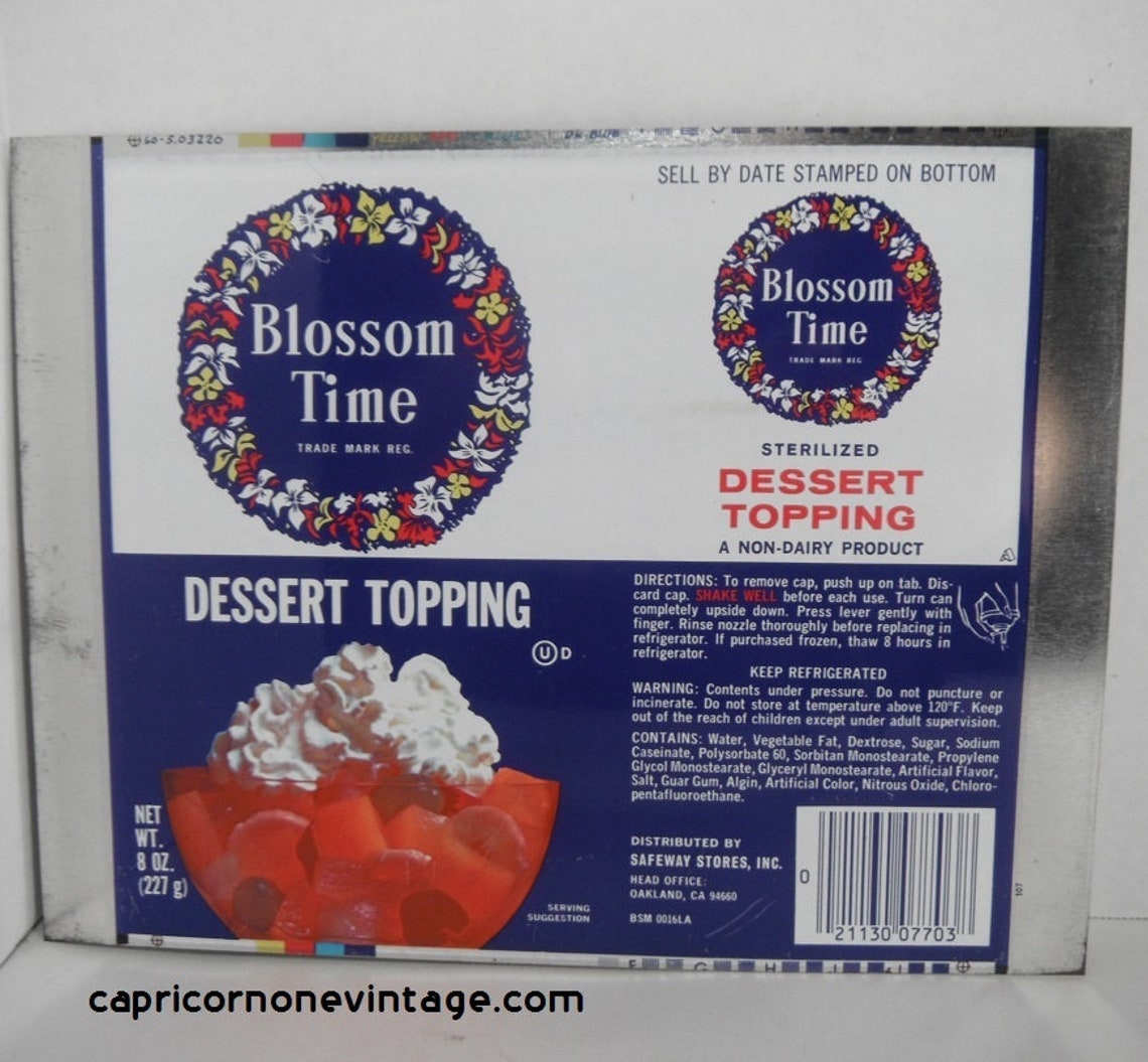 Vintage Whipped Cream Can Flat Unused 1970s Safeway Blossom Etsy