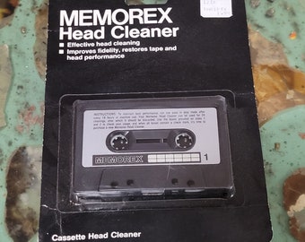 NOS Vintage MEMOREX Cassette Head Cleaner Cassette Tape 1970s 1980s set prop