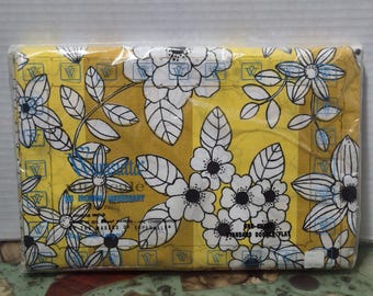 NOS Vintage Wamsutta Flower Power Double Flat Sheet Floral & Strawberries Pattern