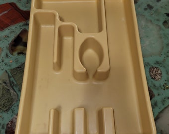 Vintage 1970s Rubbermaid Silverware Holder Utensil Tray Harvest Gold #2921