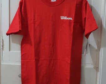 NOS Vintage 1990s WILSON Red Oversized T-Shirt Size M Medium 100% Cotton Tee Shirt 1993 TShirt