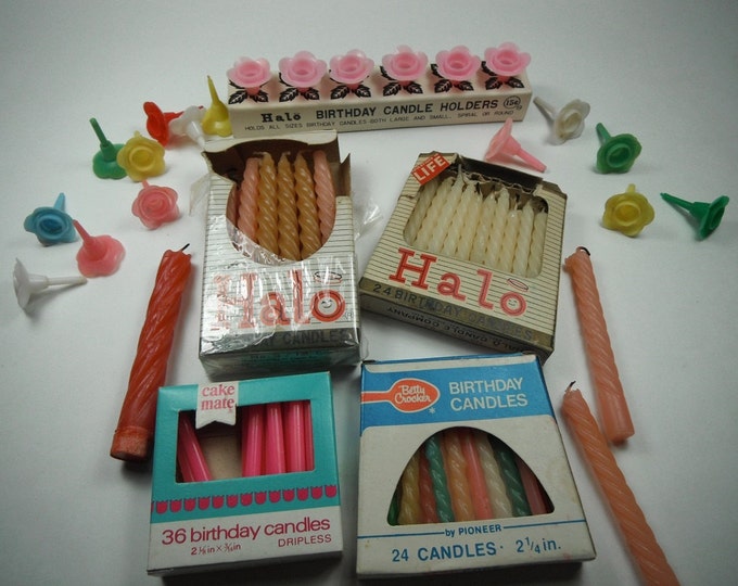 Vintage Birthday Candles Candle Holders Lot Halo Betty Crocker Etsy