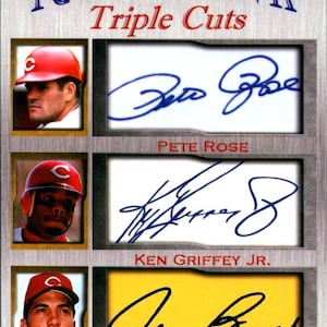 Pete Rose Ken Griffey Jr. Johnny Bench Iconic Ink facs autos nur 1000 machte Cincinnati Reds