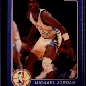 Raro Michael Jordan 1985 Star Company ERROR cartão promocional de novato azul Chicago Bulls