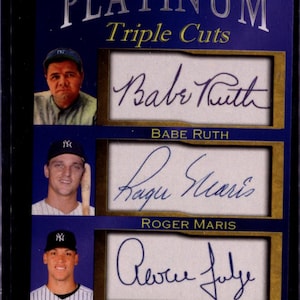 Babe Ruth Roger Maris Aaron Judge Platinum Triple Cuts facs autos solo 1000 realizzati New York Yankees.