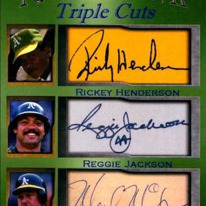 Rickey Henderson Reggie Jackson Mark McGwire Iconic Ink Faksimile Autos Oakland A's nur 1000 gemacht