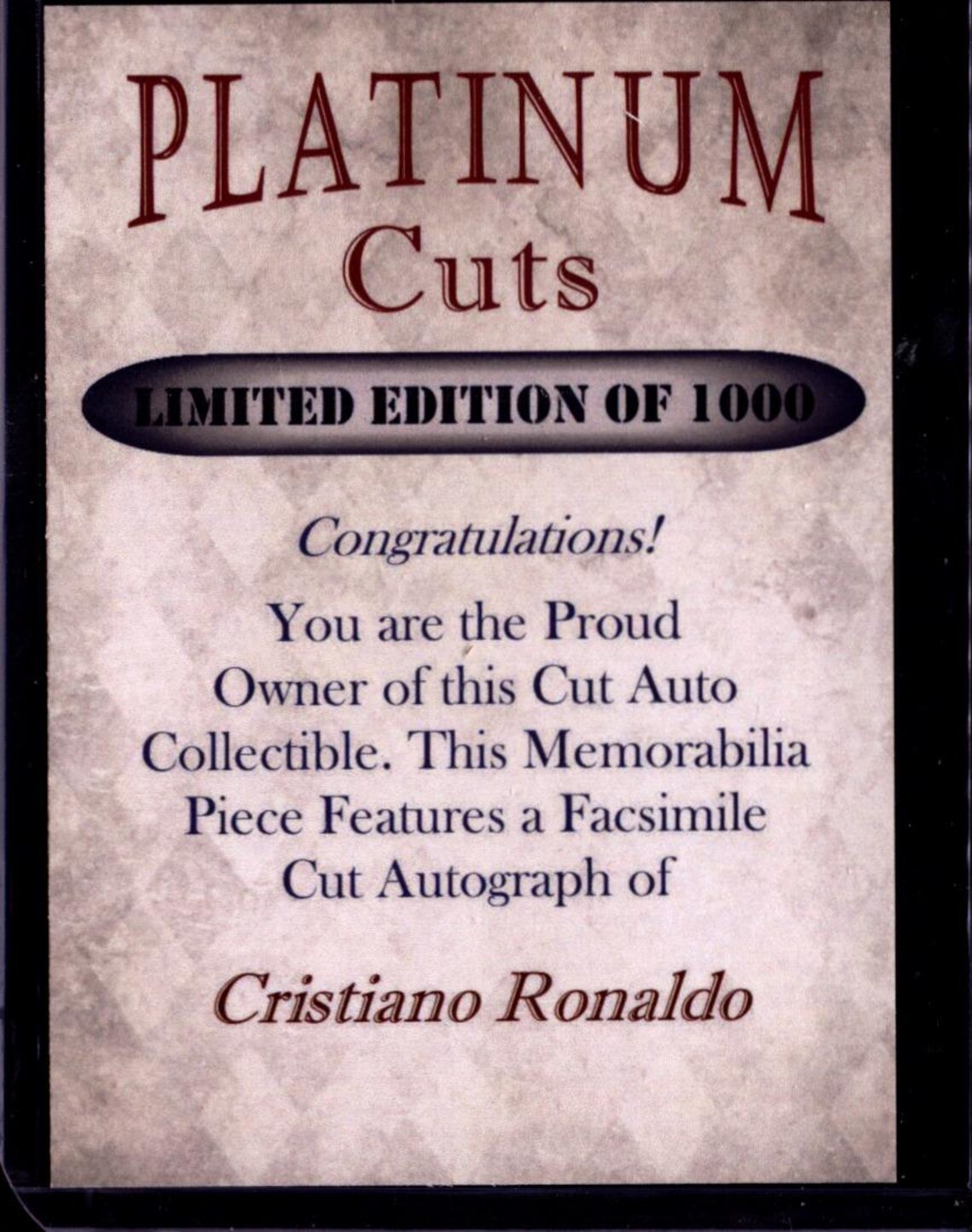 Cristiano Ronaldo Platinum Cuts Facs Auto Only 1000 Made - Etsy