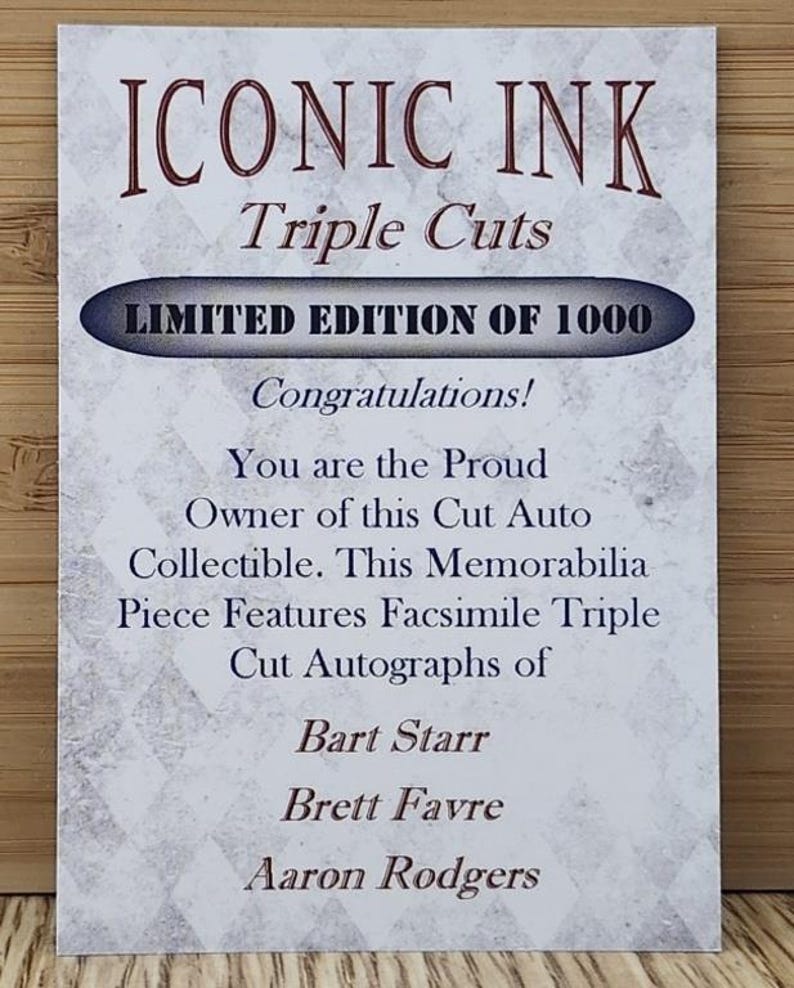 Iconic Ink Autographs Bart Starr Brett Favre Aaron Rodgers Iconic Ink Facs Autos Only 1000 ...