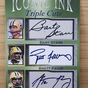 Bart Starr Brett Favre  Aaron Rodgers Iconic Ink facs autos nur 1000 made Green Bay Packers