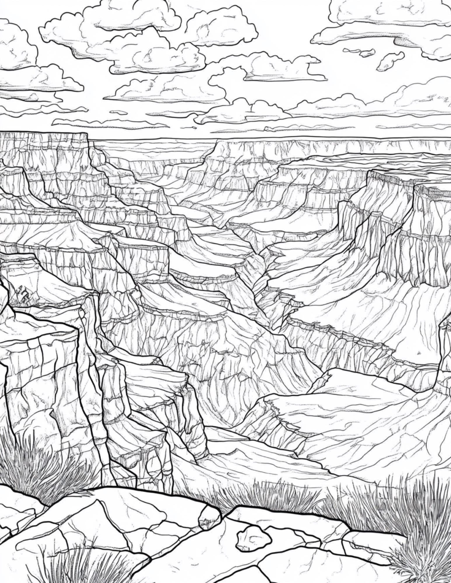 Coloring Pages for Kids and Adults, Mountain Landscapes, Nature ...