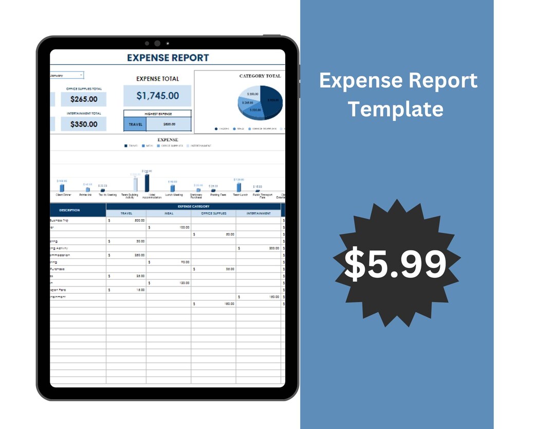 Expense Report Template, Google Sheets Format, Track & Manage Expenses ...