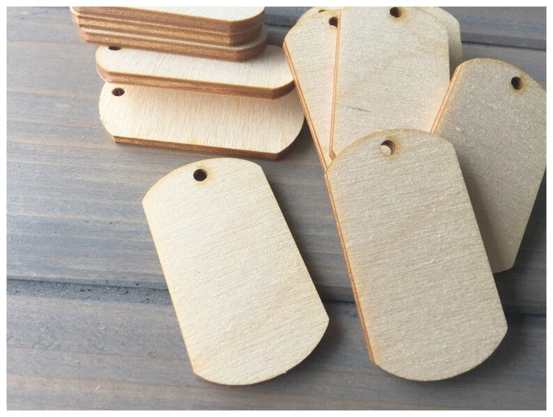 12 Pieces Unfinished Wood Laser Cut Dog Tag Shapes Pendants Etsy