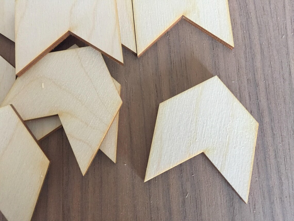 12 Pieces Craft Wood Shapes Chevron Wood Shapes Geometric Etsy
