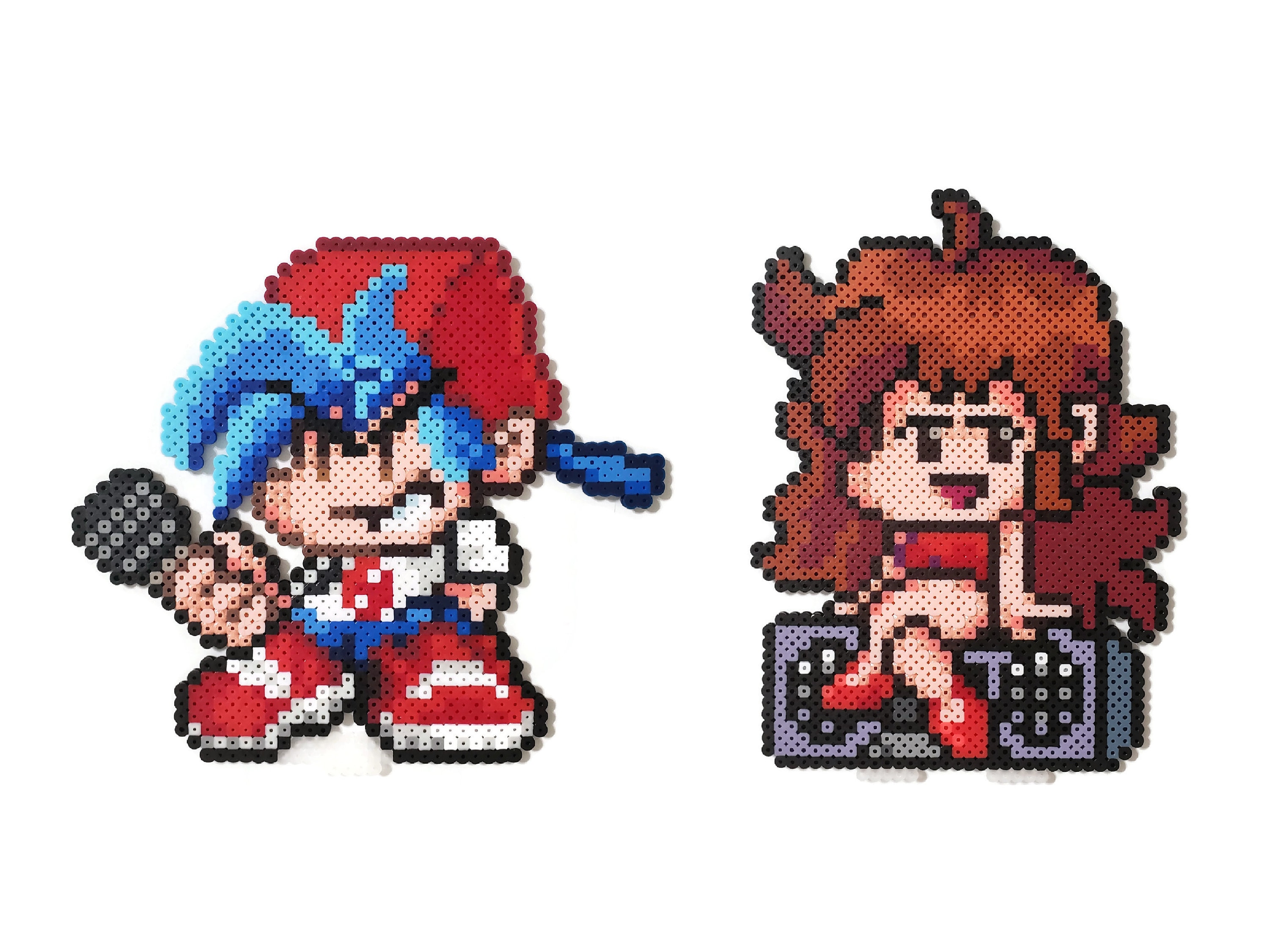 Friday Night Funkin Boyfriend Girlfriend Pixel Art Figures Etsy