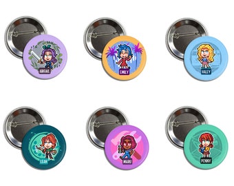 Stardew Valley Girls Bachelorettes Pins Button Badges 1.5" Pixel Art