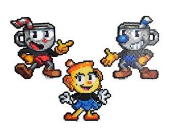 Cuphead | Pixel Art Figures | Cuphead - Mugman - Ms Chalice | Small Size