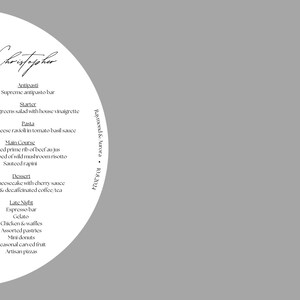 Half-circle menu cards for digital download, edit with canva, modern menu cards for wedding, birthday, event