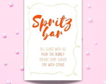 Spritz Bar Sign: Aperol, Hugo & Limoncello Recipes (Digital Download)