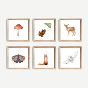 Woodland Nursery Art Print |  Cottagecore Nursery Wall Art | Forest Nursery Art | | Watercolor Woodland Art | Forest Bedroom Art | Download