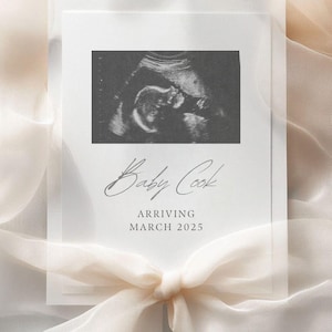 Simple Modern Minimalist Bow Pregnancy Announcement Digital Gender Neutral Boho Baby Announcement Modern Editable Social Media Baby Template