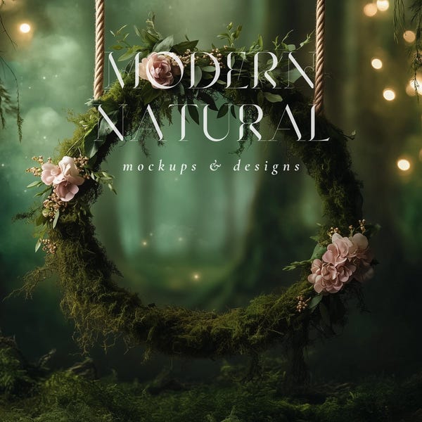 Newborn Digital Moss Swing Background , Magical Forest Hanging Swing Backdrop, Fairy Whimsical Mossy Photo Prop, Magical Newborn Backdrop