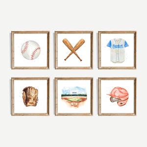 Watercolor Baseball Sports Boy Room Art | Baseball Nursery Wall Decor | Sports Kids Art for Playroom & Bedroom | Baseball Theme Art Prints