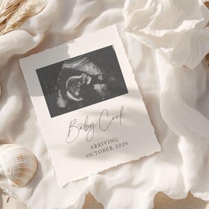 Simple Neutral Beach Pregnancy Announcement Template Digital Baby Announcement Social Media Pregnancy Reveal Editable Pregnancy Template