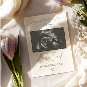 Simple Neutral Girl Pregnancy Announcement Template Digital Baby Announcement Social Media Pregnancy Reveal Editable Pregnancy Template