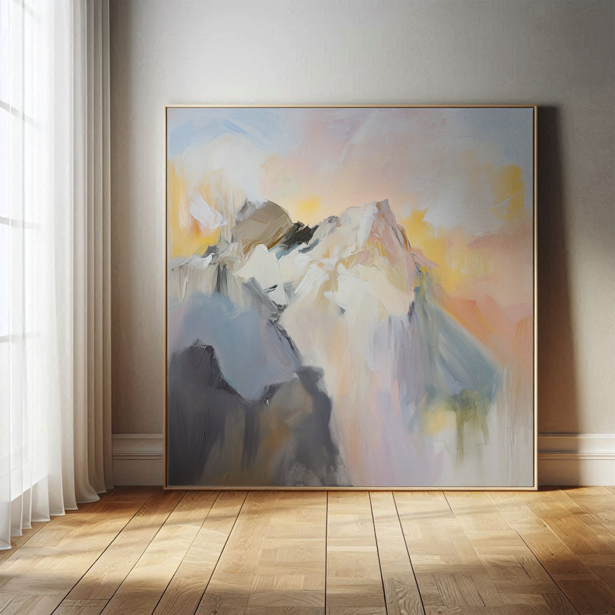 Large Abstract Mountain Art, Large Abstract Grand Tetons Painting ...