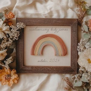 Boho Regenbogen Baby Schwangerschaftmitteilung Digitale, einfache Boho Minimalist Babymitteilung geschlechtsneutral, bearbeitbare Social Media Vorlage