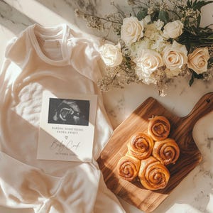 Baking Pregnancy Announcement, Baker Baby Announcement, Bun in the Oven, Chef Baby Post, Neutral Editable Template Facebook Instagram Reveal