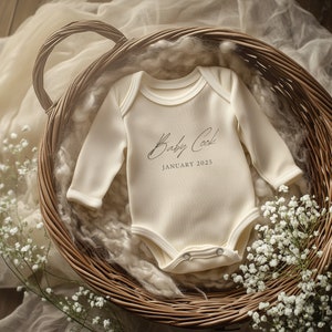 Simple Modern Minimalist Onesie Pregnancy Announcement Digital Gender Neutral Baby Announcement Modern Editable Social Media Baby Template