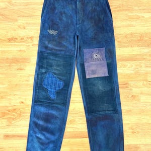 Reworked French Workwear Pants: Patchwork, Sashiko Stitching