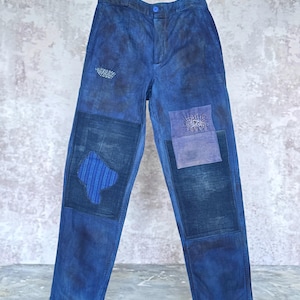 Reworked French Workwear Pants: Patchwork, Sashiko Stitching