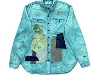 Boro patchwork denim shirt