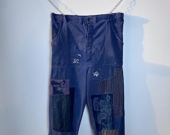 Francuskie spodnie robocze vintage/łatki/spodnie robocze